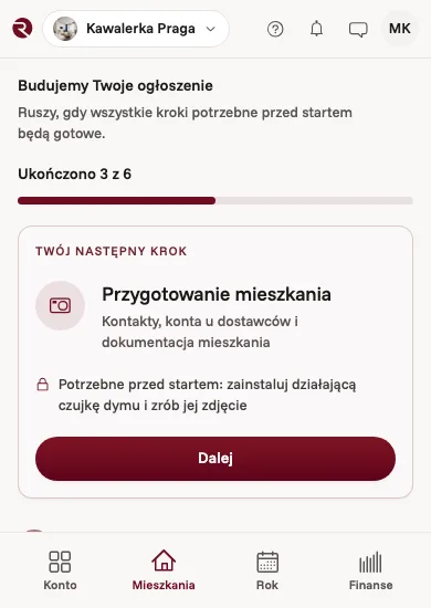 Lista przygotowania mieszkania na telefonie: trzy z sześciu kroków gotowe, kolejny czeka